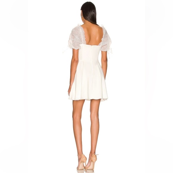 Amanda Uprichard Lovely Dress In Ivory Puff Sleeve Mini - Picture 4 of 11